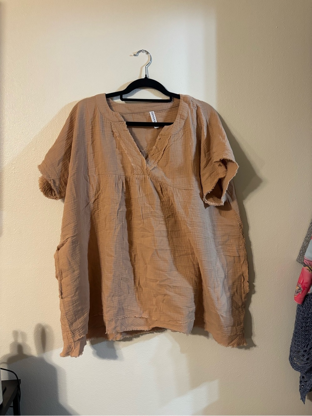 Zenana Outfitters Soft Gauze Tunic in Camel Tan
